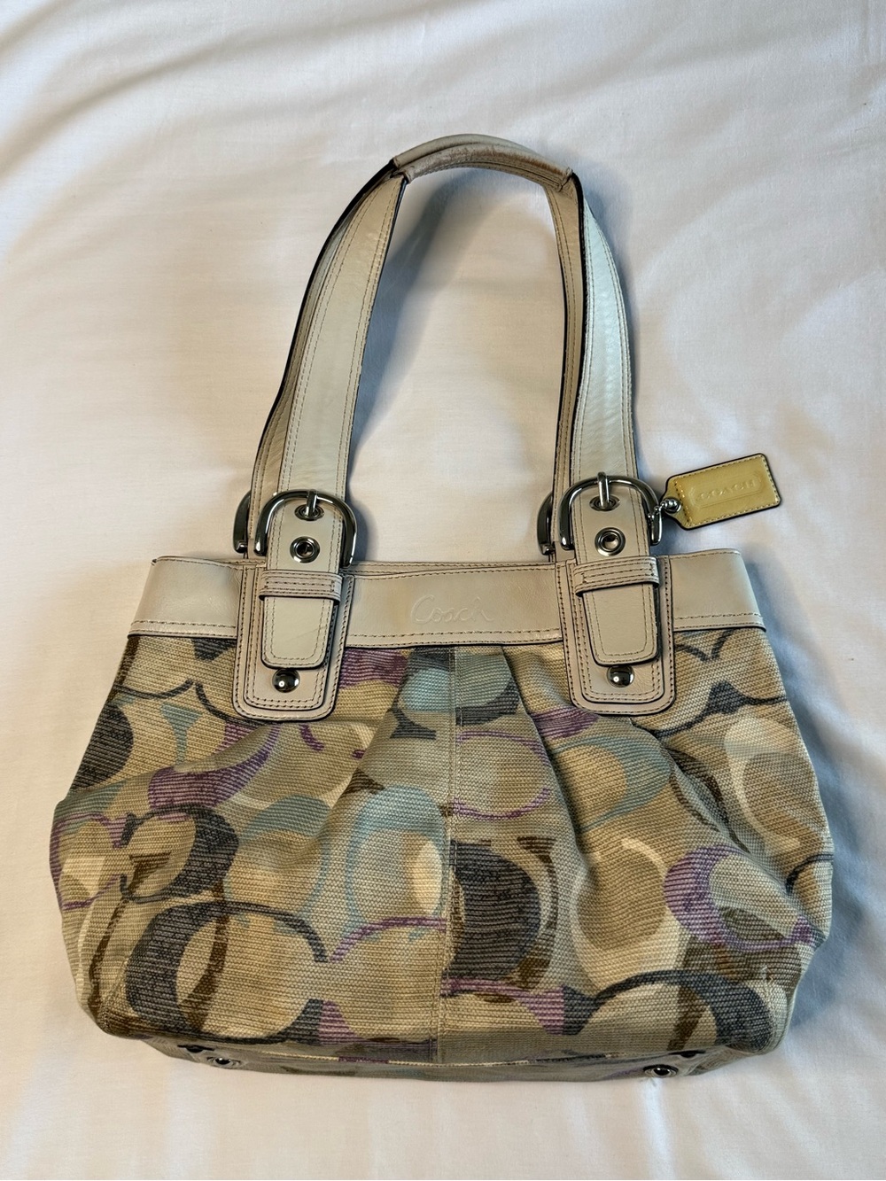 COACH SoHo “Op-Art” Monogram Canvas Shoulder Bag - Leather Trim